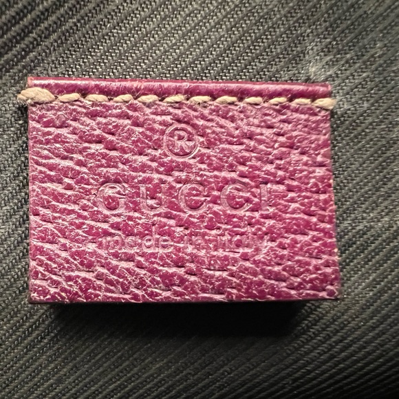 Gucci Canvas Makeup Cosmetic Pouch Bag with Purple Leather Trim EUC - Picture 9 of 10